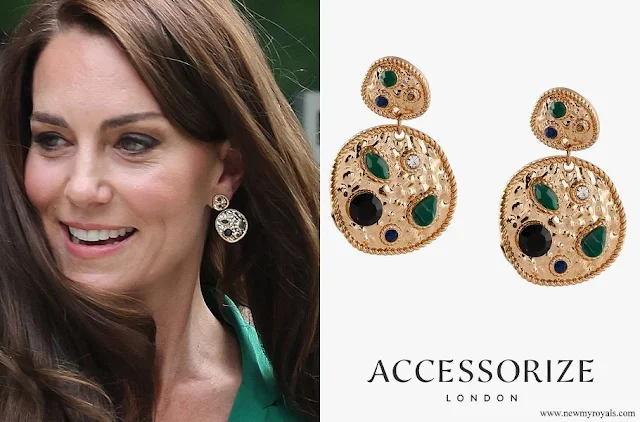 Princess of Wales wore ACCESSORIZE LONDON Textured Drop Earrings with Stone Accent