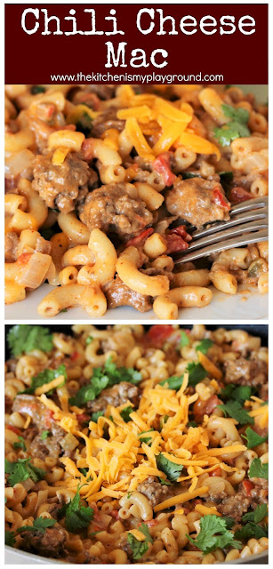 Chile Cheese Mac ~ Easy, cheesy, & flavorful. The ultimate cheesy one-pot comfort food dinner!  www.thekitcheismyplayground.com