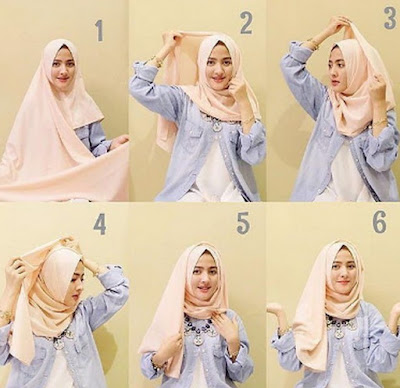 tutorial model hijab pashmina pesta modern terbaru