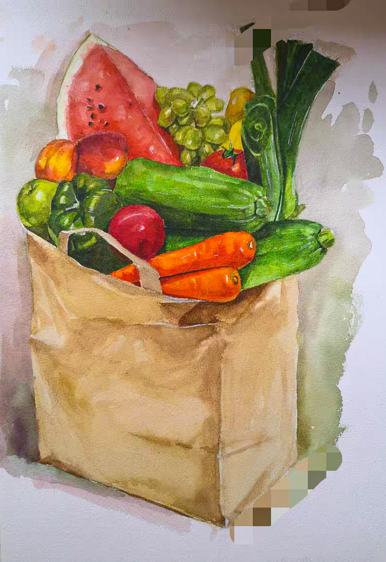 31Food watercolor ideas&contrast and brightness of colors, come to see my tips