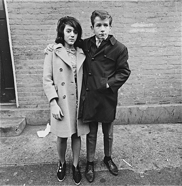 a Diane Arbus photograph of a very young 1963 couple in adult clothes