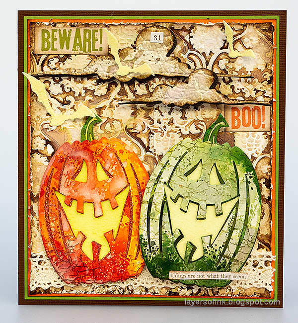 Layers of ink - Pumpkins card glow in the dark tutorial by Anna-Karin Evaldsson.