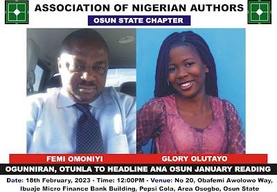 Femi Omoniyi, Glory Olutayo to headline ANA's February Reading @Osun - ITREALMS