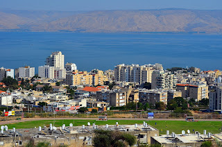 tiberias israel with sea of galilee in background