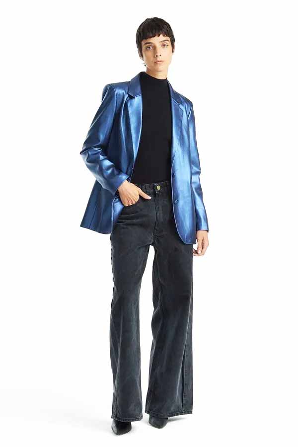 saco azul metalico moda mujer otoño invierno 2024 Portsaid