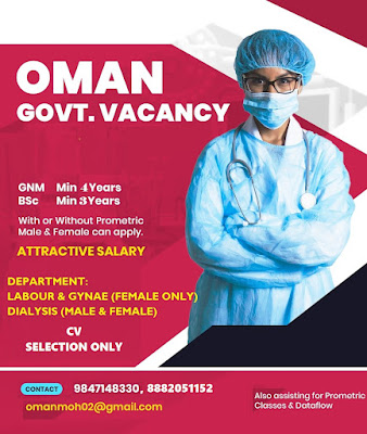 Urgently Required Male & Female Nurses for Oman Government