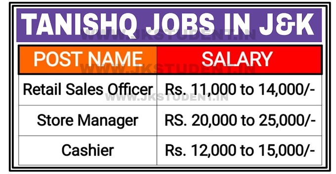 Tanishq Jobs Recruitment 2023 In J&K For Various Posts Salary Rs.11,000 -25,000 /-