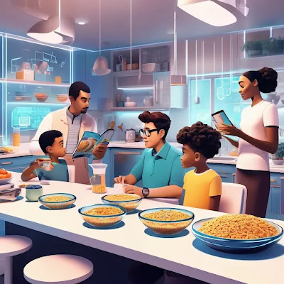 Family sitted round the table for ready breakfast
