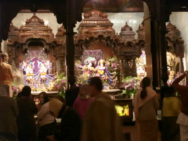 Altar in New Dwaraka (Los Angeles ISKCON) temple room