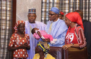 Rescued Chibok girl, Amina meets President Buhari