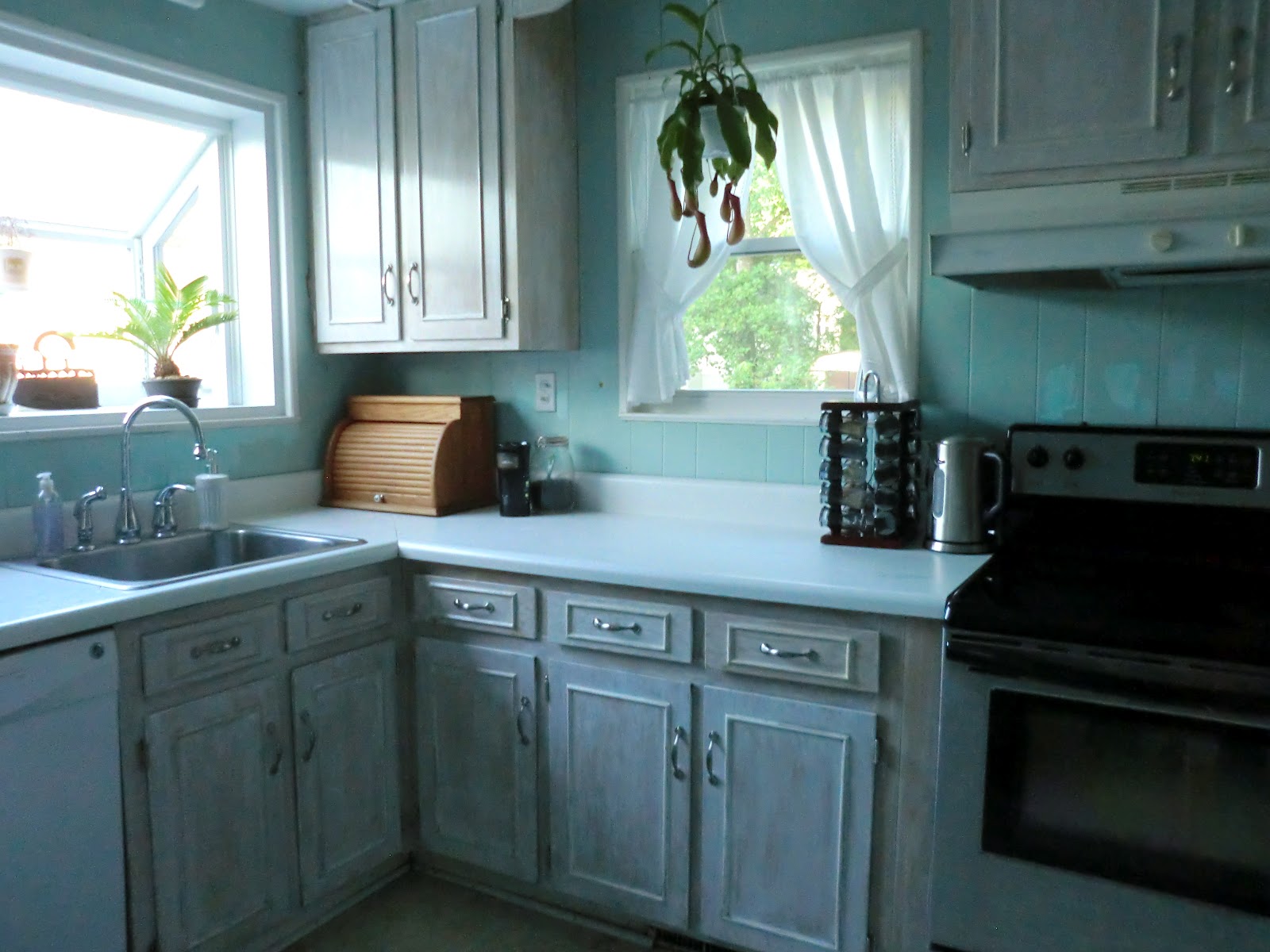 Whitewashed Kitchen Cabinets