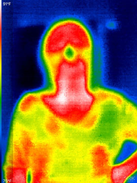 Resident Astronomer Peggy in IR using new Seek Thermal camera (Source: Palmia Observatory)