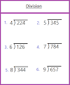 Grade 3 Division Worksheets (Division sums for Class 3)