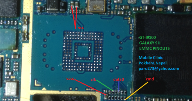 EMMC Pinout Samsung I9100 Galaxy S II INCELL Teknologi