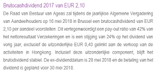 Aandeel Ageas Belgie dividend over 2017