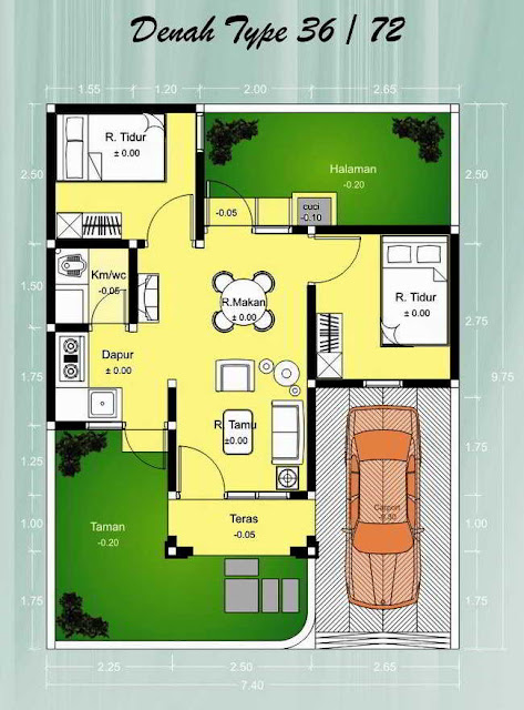 Denah rumah minimalis type 36 terbaru