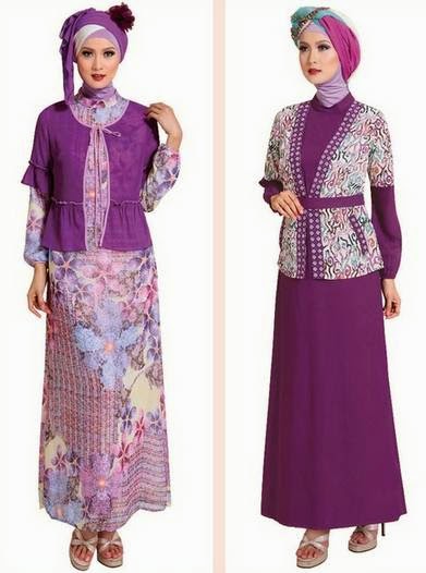 Contoh desain baju muslim gamis brokat untuk kerja