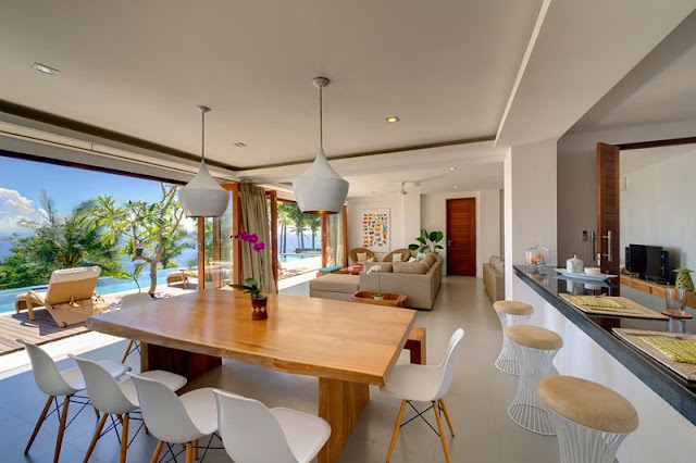 Picture of the cliff villa interiors as seen from the dining room