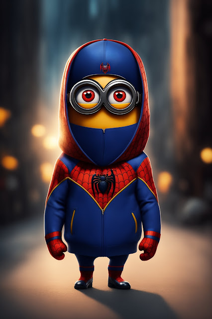 Minion wearing spider man costume