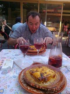 Franceshina and sangria for lunch in an open-air cafe in Porto