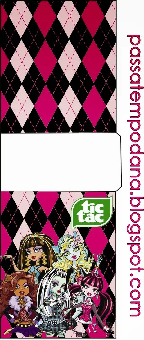 Monster High in Pink Free Printable Candy Bar Labels.