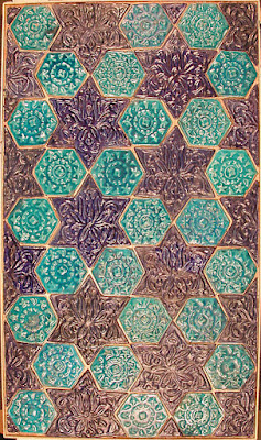 Star and Hexagonal Tile Panel, 13th-14th century (Nishapur, Iran).