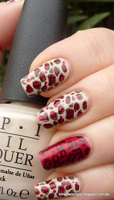 OPI My Vampire is Buff with China Glaze Ruby Pumps Leopard Print