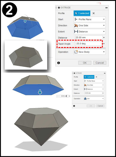 Free printable Fusion 360 tutorial on making faceted gems