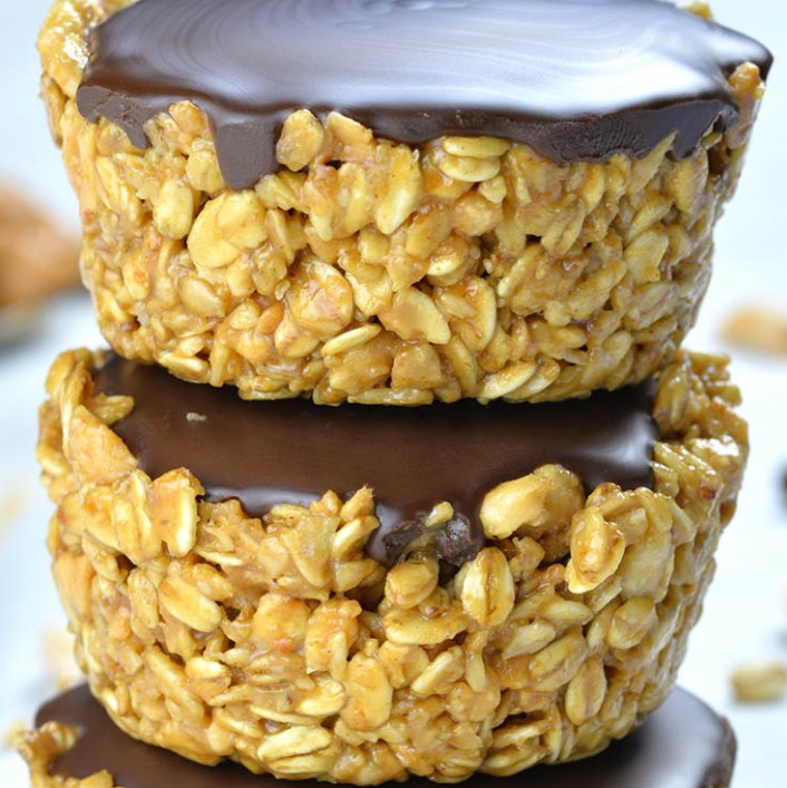 No Bake Peanut Butter Granola Cups #healthydesserts #healthysnacks