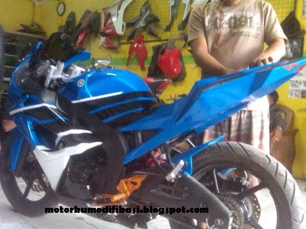 modifikasi yamaha byson warna biru body ninja 4 tak | Modifikasi motor