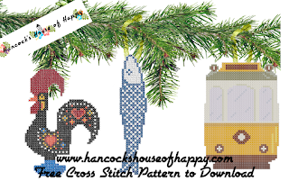 three icons of Portugal cross stitch Christmas tree decorations