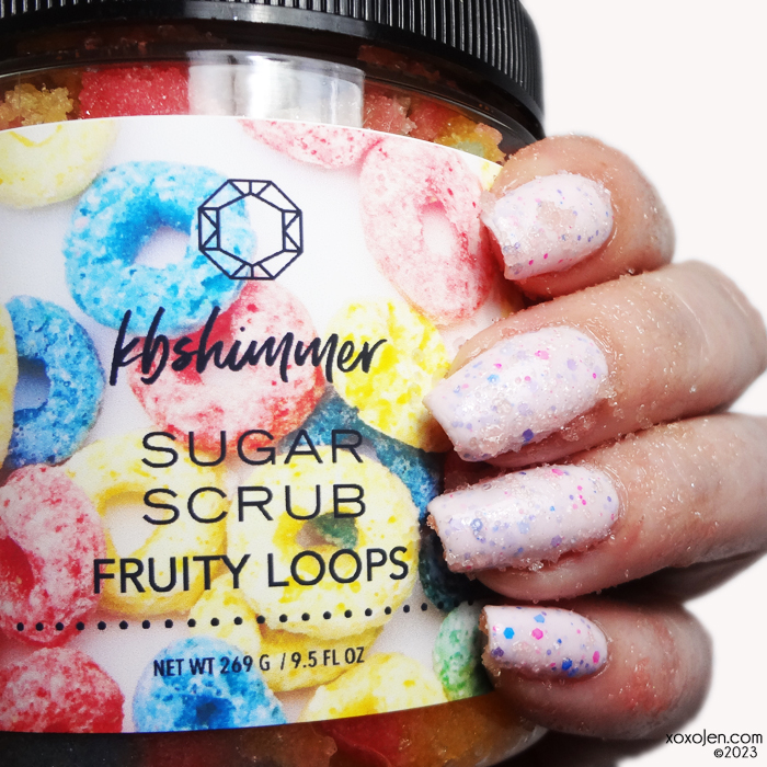 xoxoJen's swatch of KBShimmer Fruity Loops Hand & Body Scrub