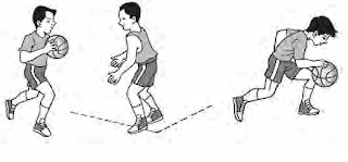 Picture of practicing bounce pass and dribbling in groups
