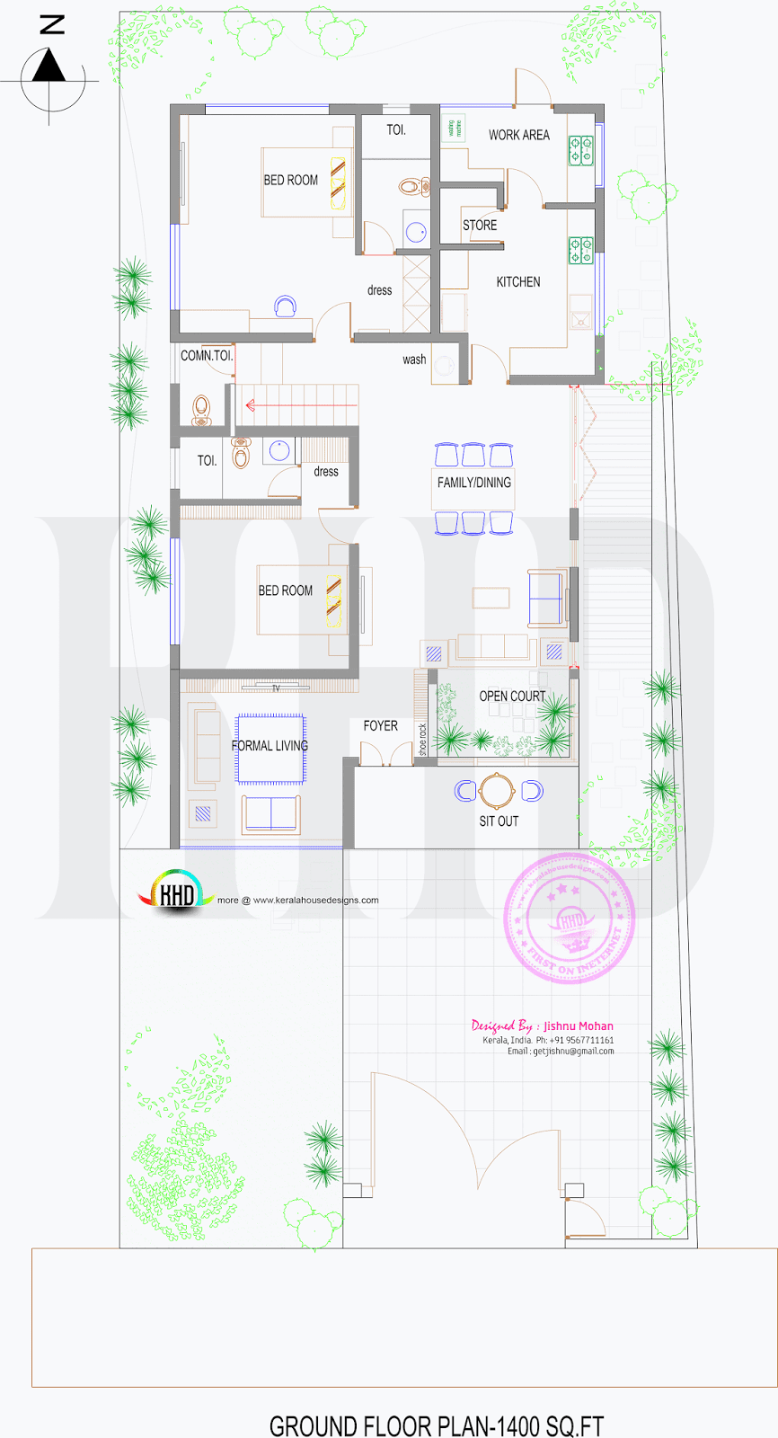 Floor plan of 2000 sq ft House In 6 5 Cent Land Kerala 