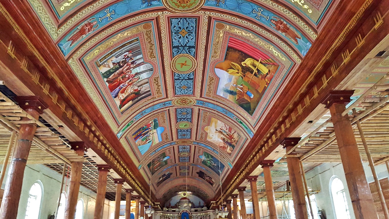 ceiling painted with biblical scenes at St. John the Baptist Parish Church of Garcia-Hernandez, Bohol