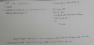 Surat edaran disdik Kab. Tangerang