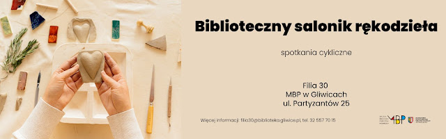 Baner promujący spotkanie. Po lewej stronie dłonie trzymające gliniane serce.