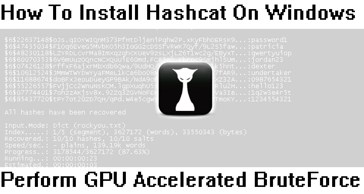 How to install hashcat on windows to perform gpu accelerated brute force attack