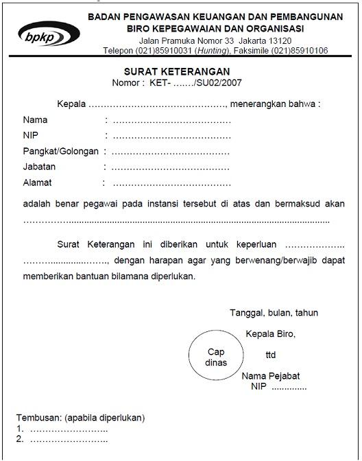 Contoh Format: Surat Keterangan Resmi