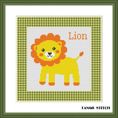 Lion cross stitch pattern Nursery embroidery design - Tango Stitch