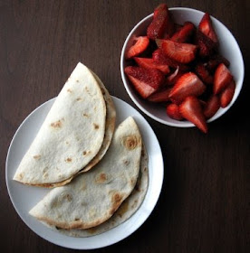 farmer's market strawberries and quesadillas