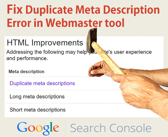 Fix Duplicate Meta Description Error in Webmaster tool HTML Improvements - Search Console