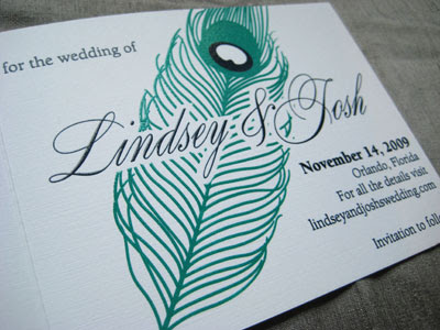 For their invitation we combined an ornate graphic with the peacock feather