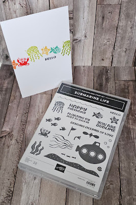 Submarine life stampin up quick easy simple stamping fun bright hello card