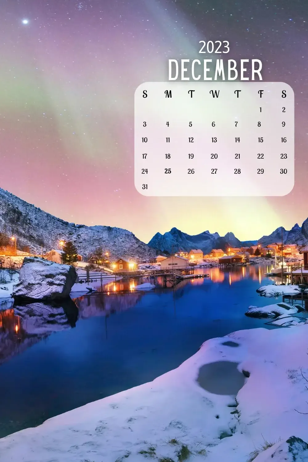 iphone december 2023 nature calendar wallpaper