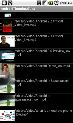 Display Video thumbnail in ListView