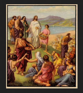 Jesus feeds the multitude - artist unknown