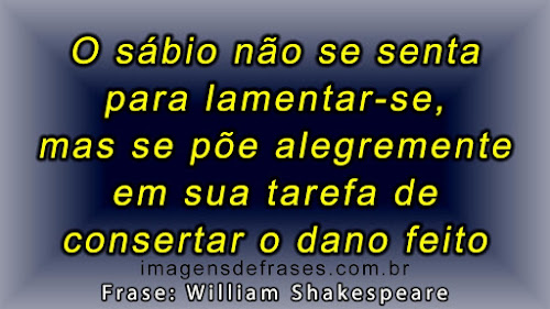O sábio não se senta para lamentar-se, mas se põe alegremente em sua tarefa de consertar o dano feito