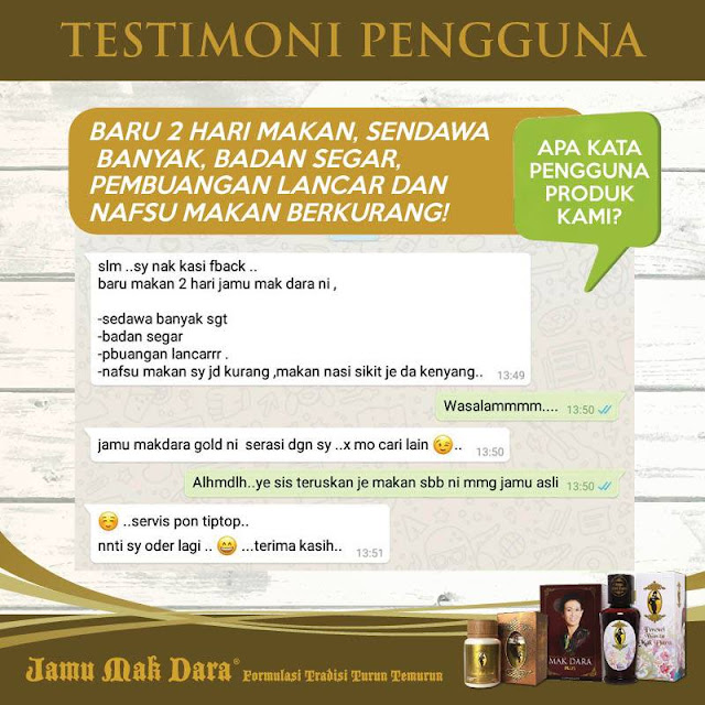 Testimoni Jamu Mak Dara Gold