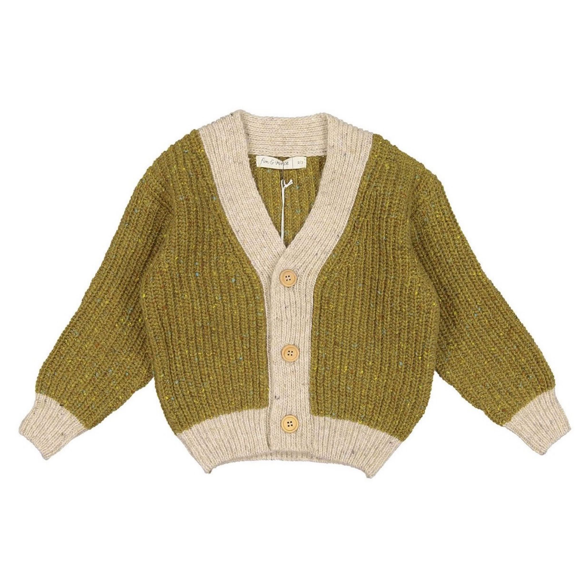 Kids Chartreuse Chunky Cardigan from Fin and Vince